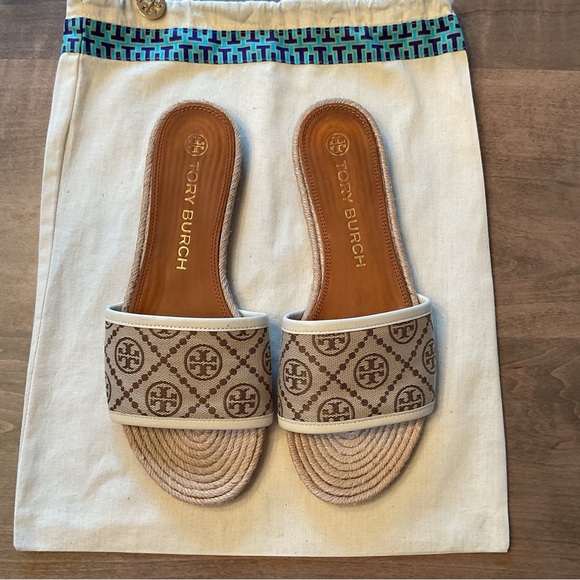 Tory Burch T Monogram Espadrille Slides - Picture 3 of 8